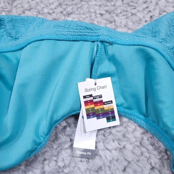Time and Tru Women's Swim Bottom Ruffle Blue Green Teal Textured Size 3X 24W 26W - Picture 6 of 7